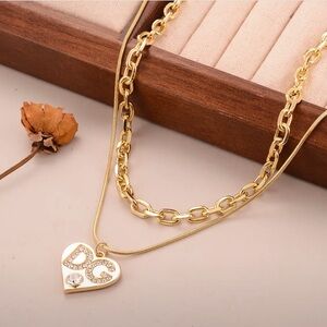 Gold DG Heart Pendant Necklace